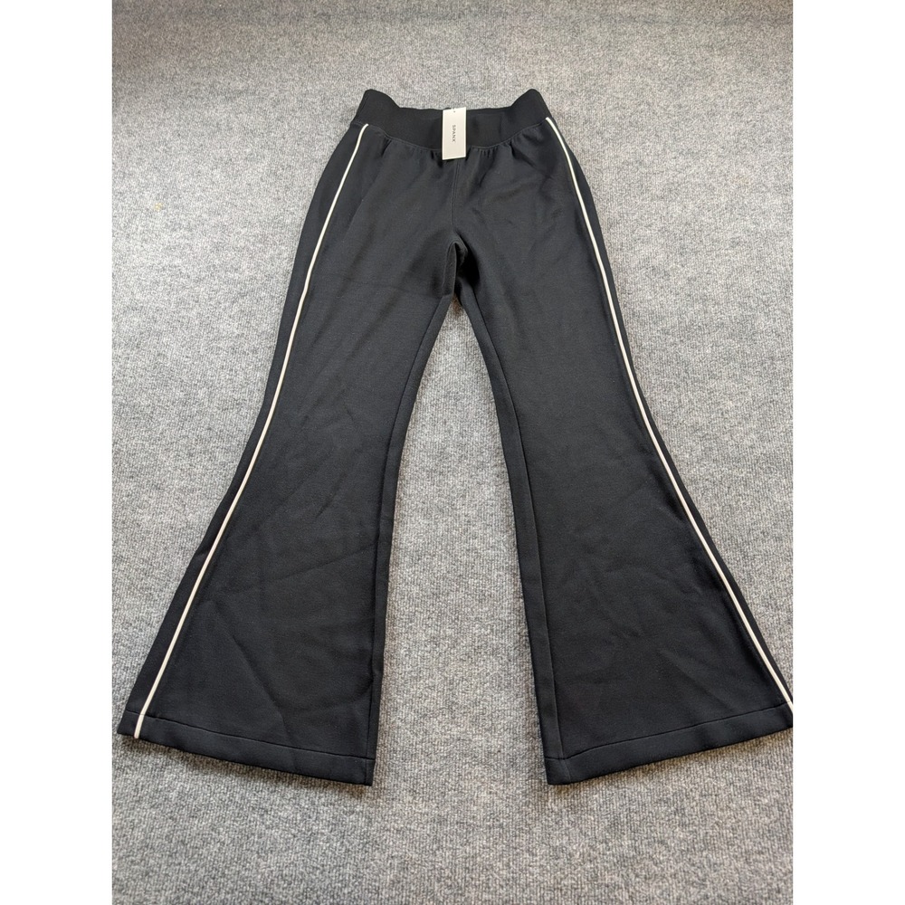 Spanx AirPique Flare Track Pant Womens Small Petite Black New Side Stripe 50943Q